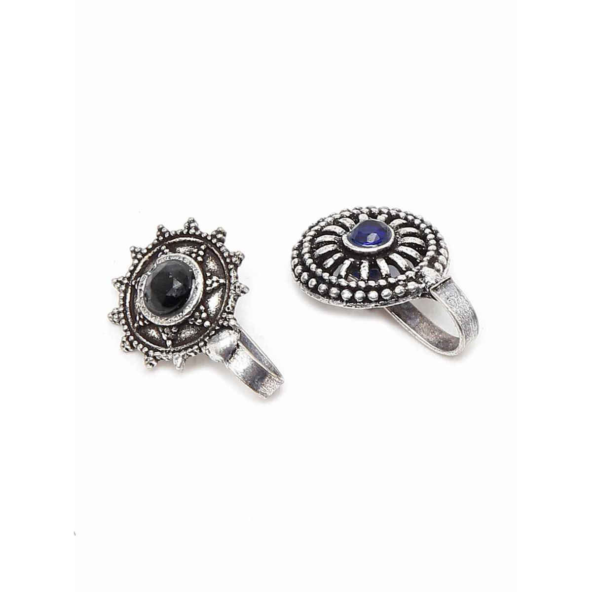 YouBella Silver Plated Alloy Nose Ring Set (YB - Nosepin - 1)