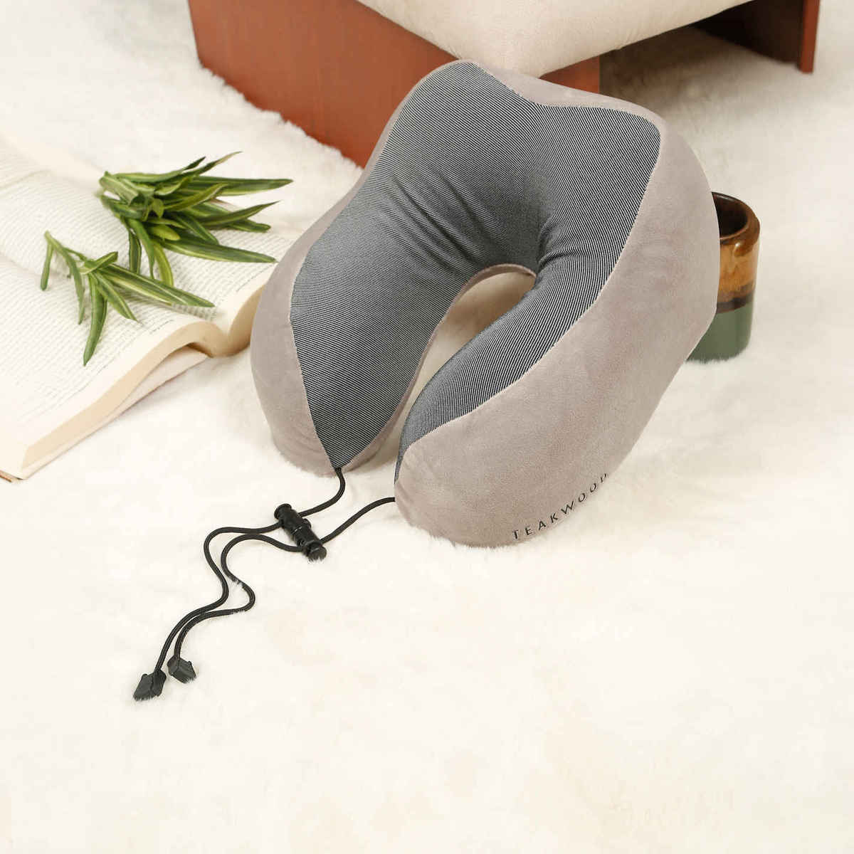 Teakwood Leathers Unisex Soft Foam U-Shaped Neck Pillow | Grey