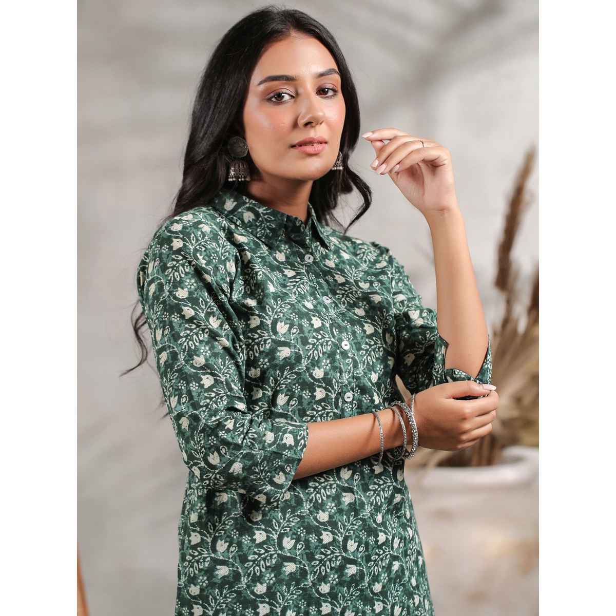 Anubhutee Women's Ethnic Wear 100% Cotton Straight Kurta Set | Teal - M