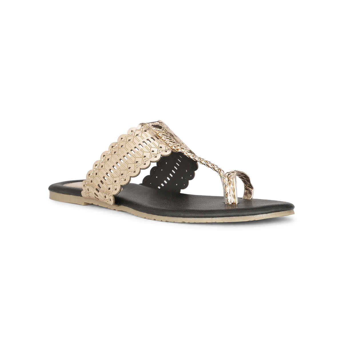 Bata Rose Gold Toe Ring Slippers For Women | UK 6