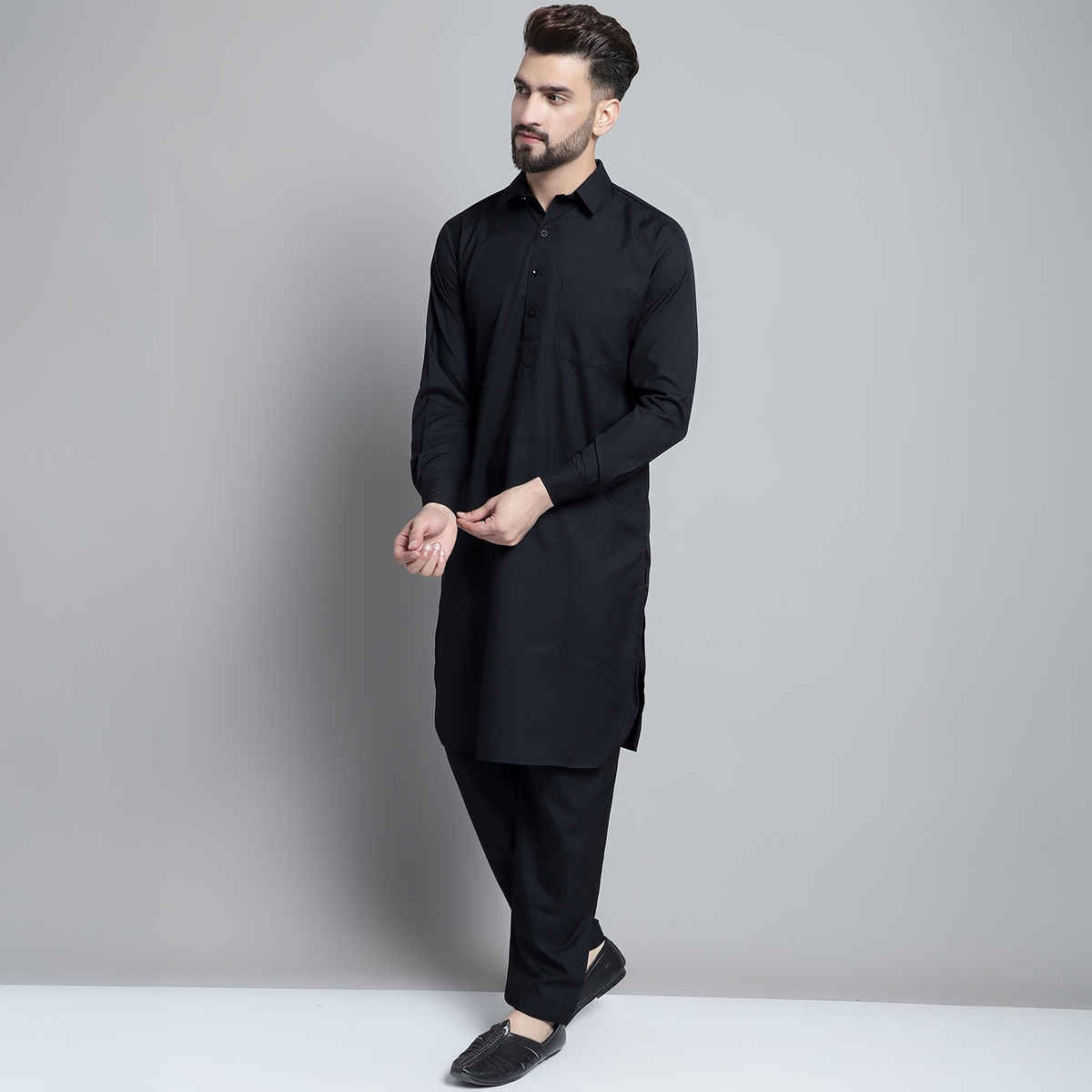 Jompers Men's Kurta Set | Black - XL