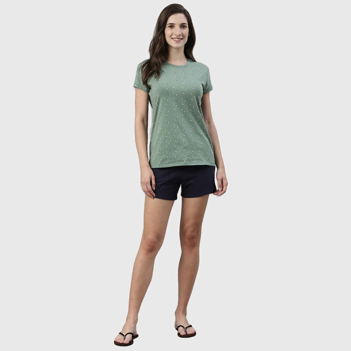 Enamor Essentials E078 Women s Comfy Terry Shorts | Adjustable Waistband & Pockets | Navy Blue | M
