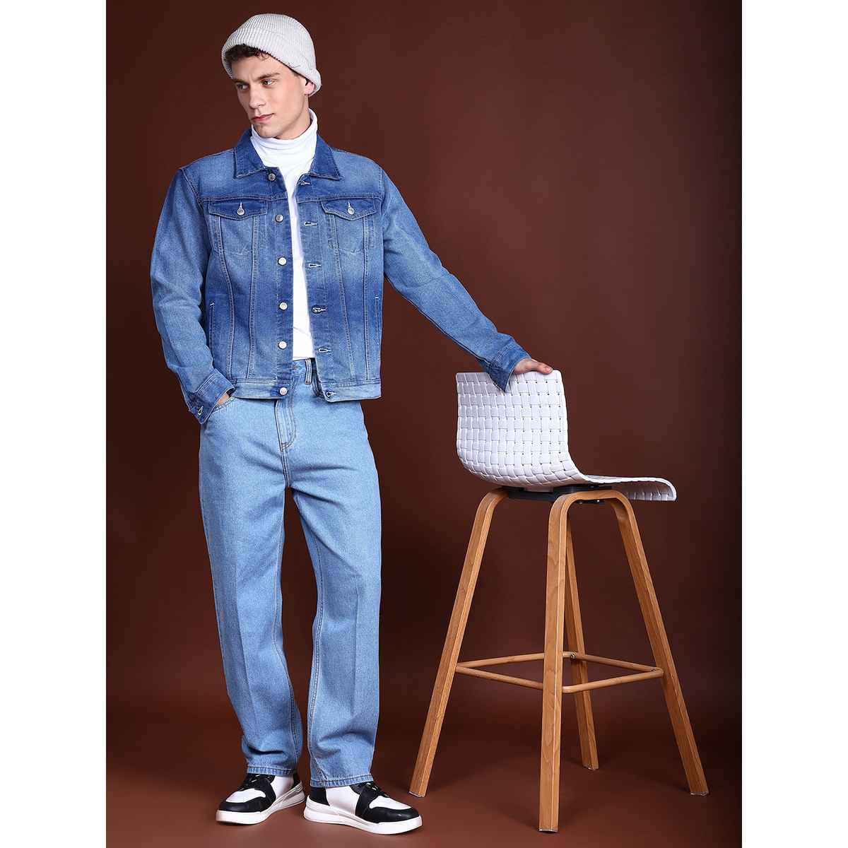 HIGHLANDER Men's Cotton Low-Rise Relaxed Fit Jeans | Blue - 34