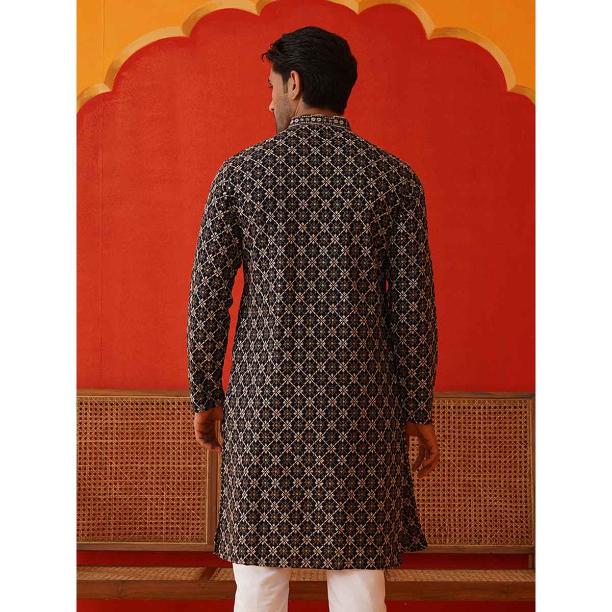 Jompers Embroidered Kurtas For Men s | KO 5127 | Navy | L
