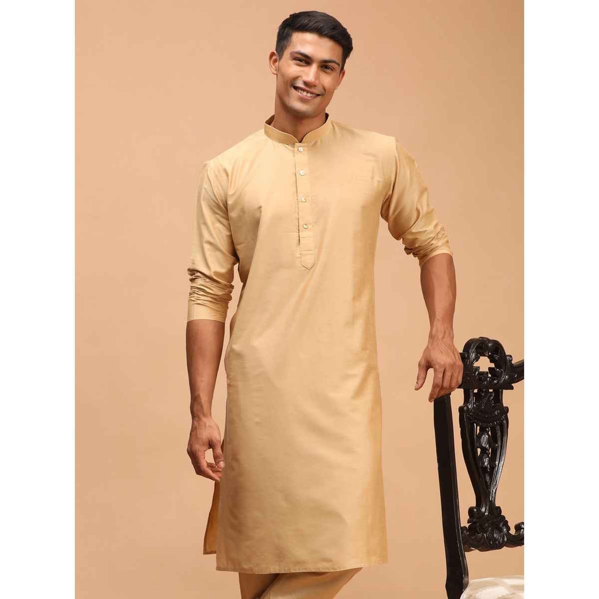 Vastramay Men's Viscose Kurta | Rose Gold - M