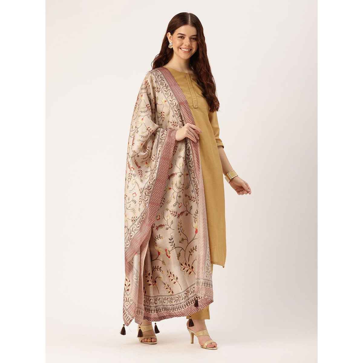 Ishin Cream Cotton Dupatta | 1001