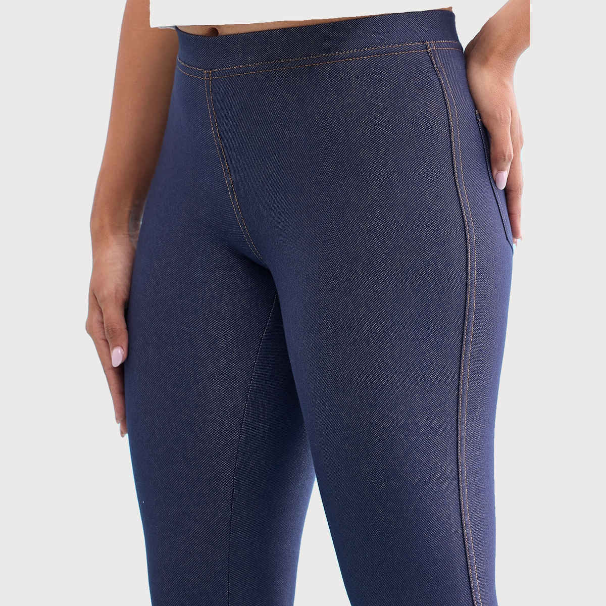 Go Colors Women's Slip-On Knit Jeggings | LJ02 | Blue - L