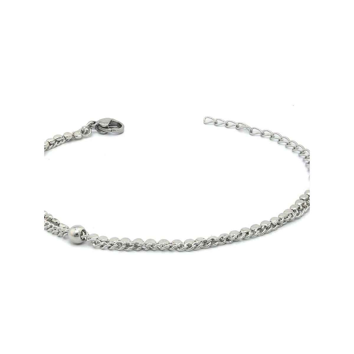 PritaBy Priyassi Western Silver Plated Link Bracelet