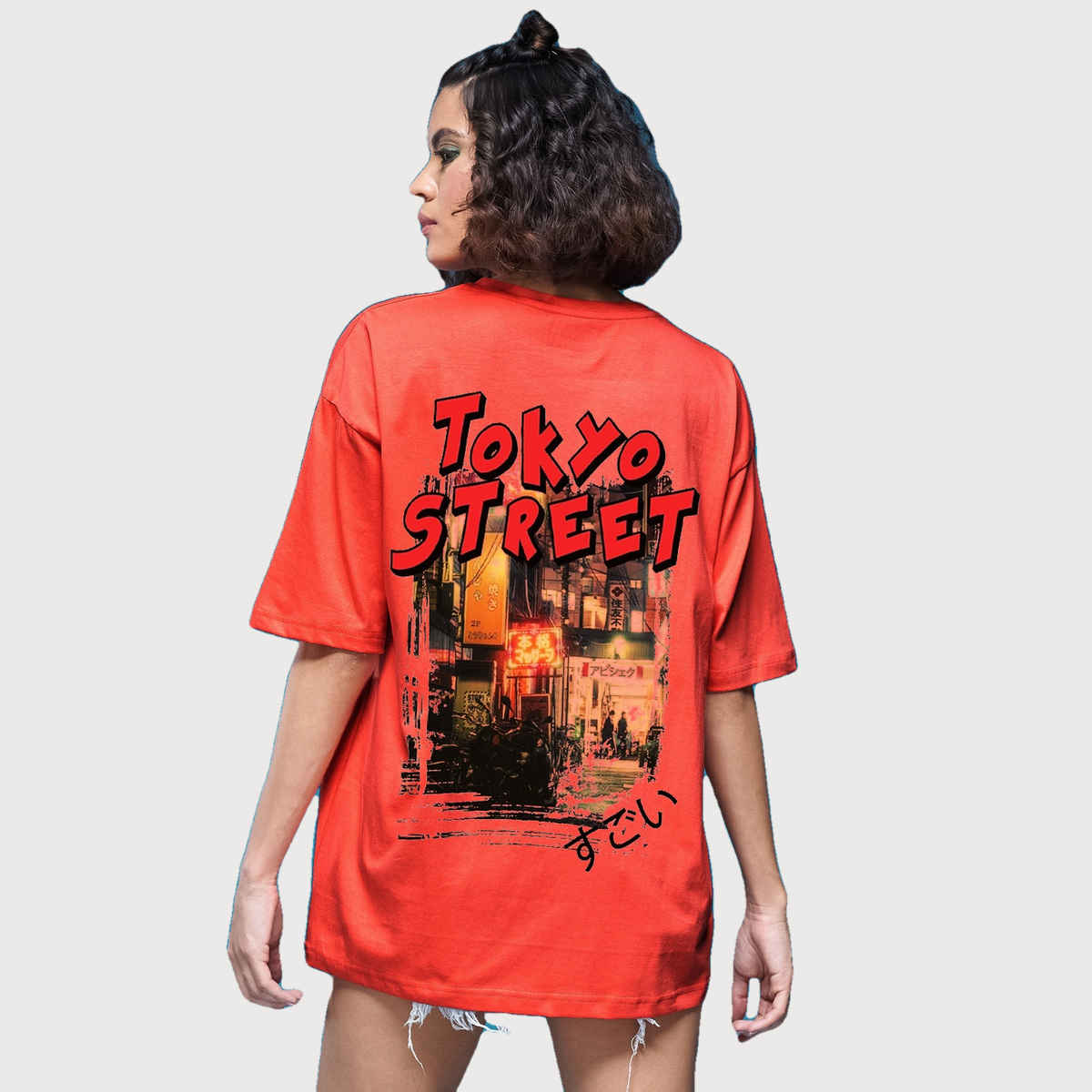 Smartees Womens Oversize Printed T-shirt | WW - 2028 | Orange | L
