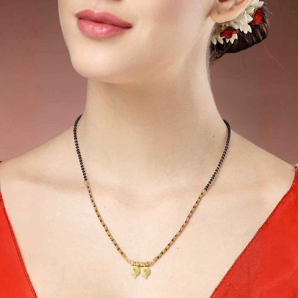 NVR Women's Gold - Plated Black Beaded Mangalsutra | NVR2725