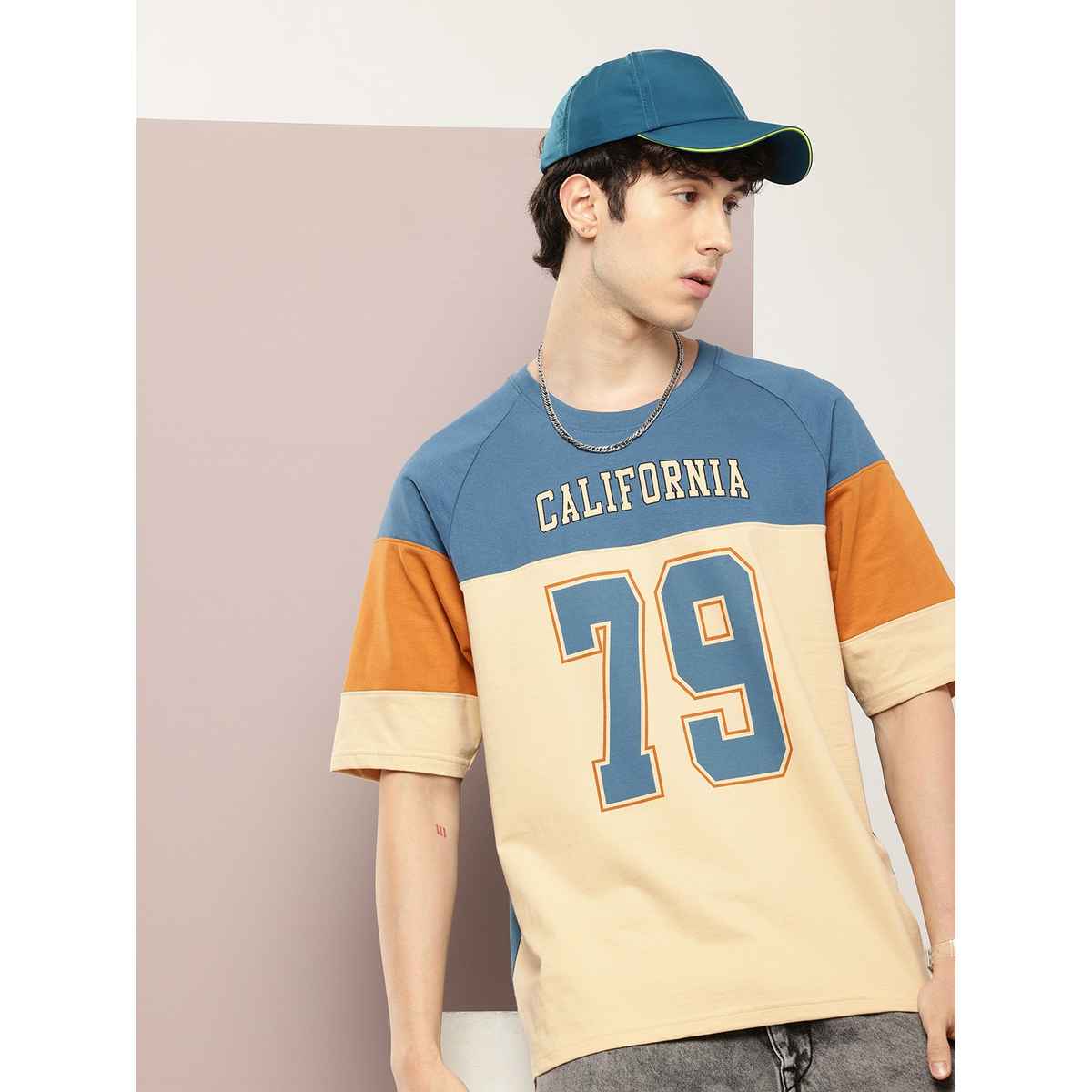 Dillinger Men's T-shirt Oversized Raglan Sleeve Printed | Beige - M