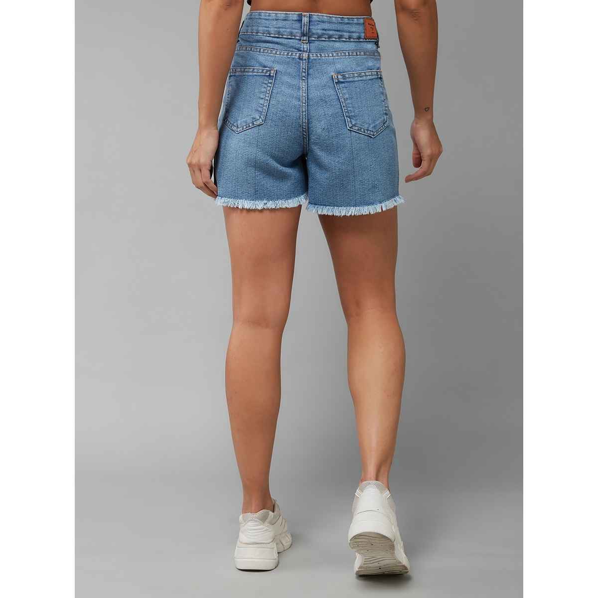 Miss Chase Stars Align Ripped Denim Shorts | Light Blue | 32