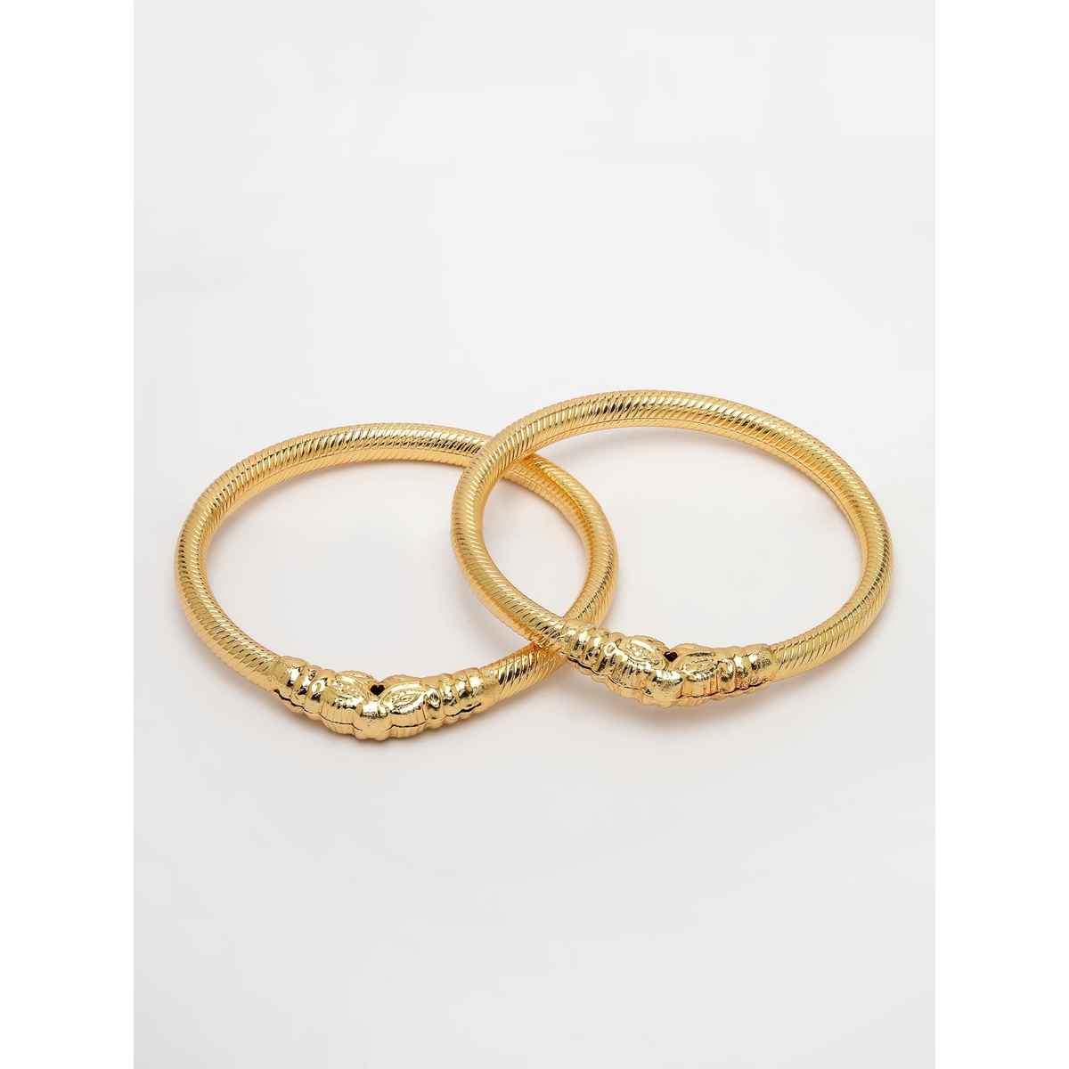 NVR Women's Set of 2 Gold-plated Handcrafted Traditional Bangles | NVR2465-M