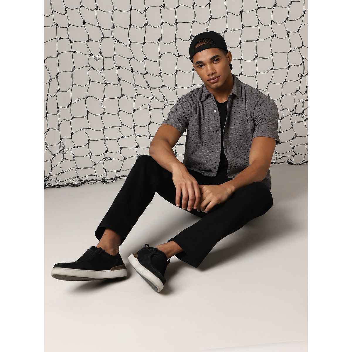 Hubberholme Men's Relaxed Spread Collar Solid Cotton Shifly Casual Shirt | Gray - 42