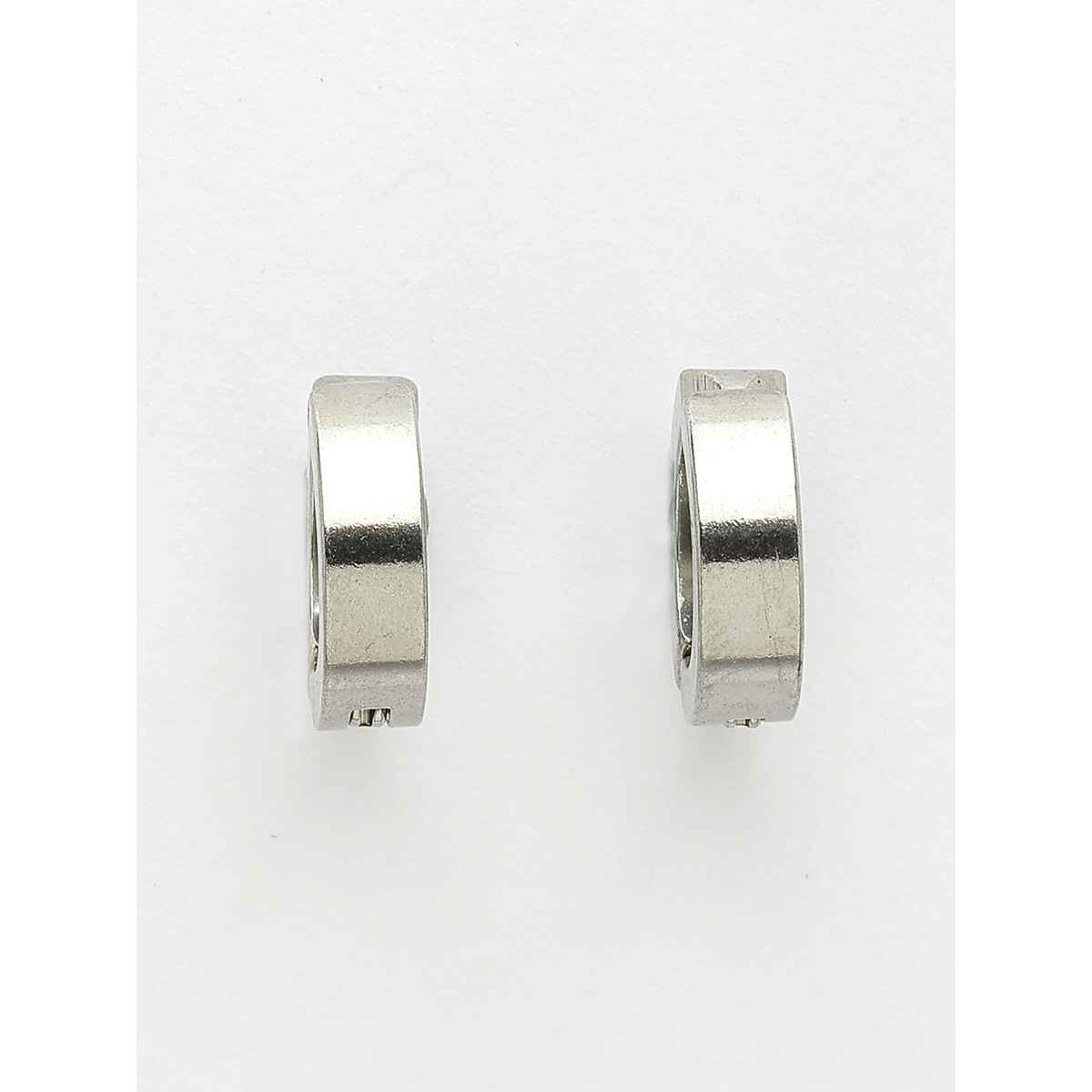 NVR Men's Silver-plated Stainless Steel Hoop Earrings | NVR2606