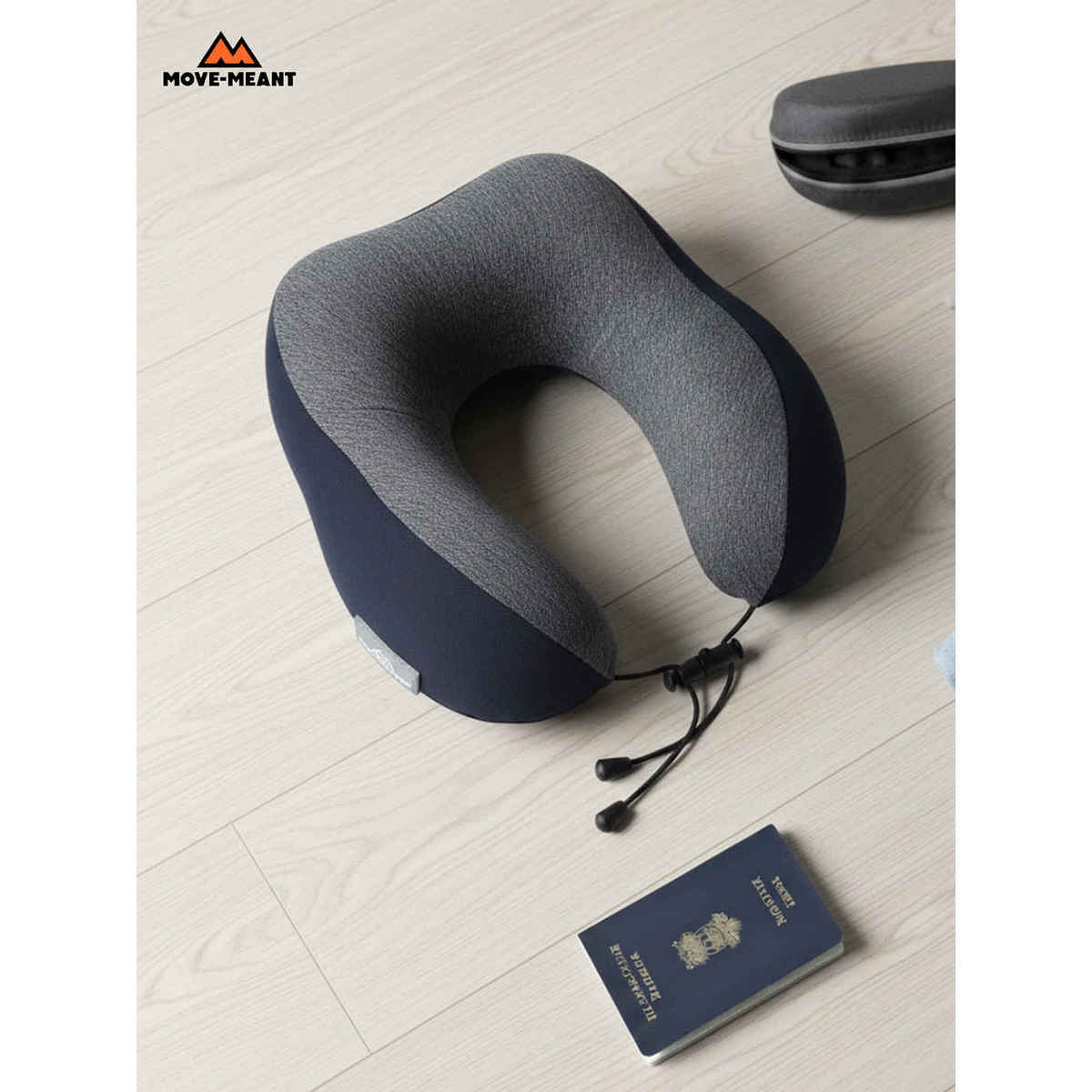 Move-Meant DreamRest Memory Foam Neck Pillow for Travel, Soft Support, Grey