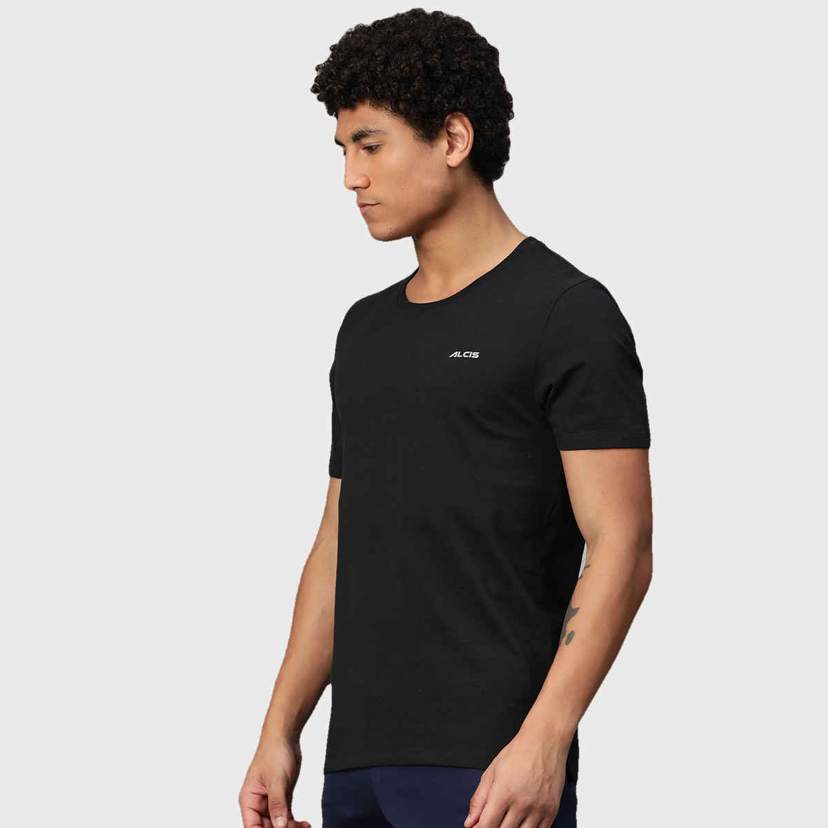 Alcis Men's Round Neck T-shirt | Black - M