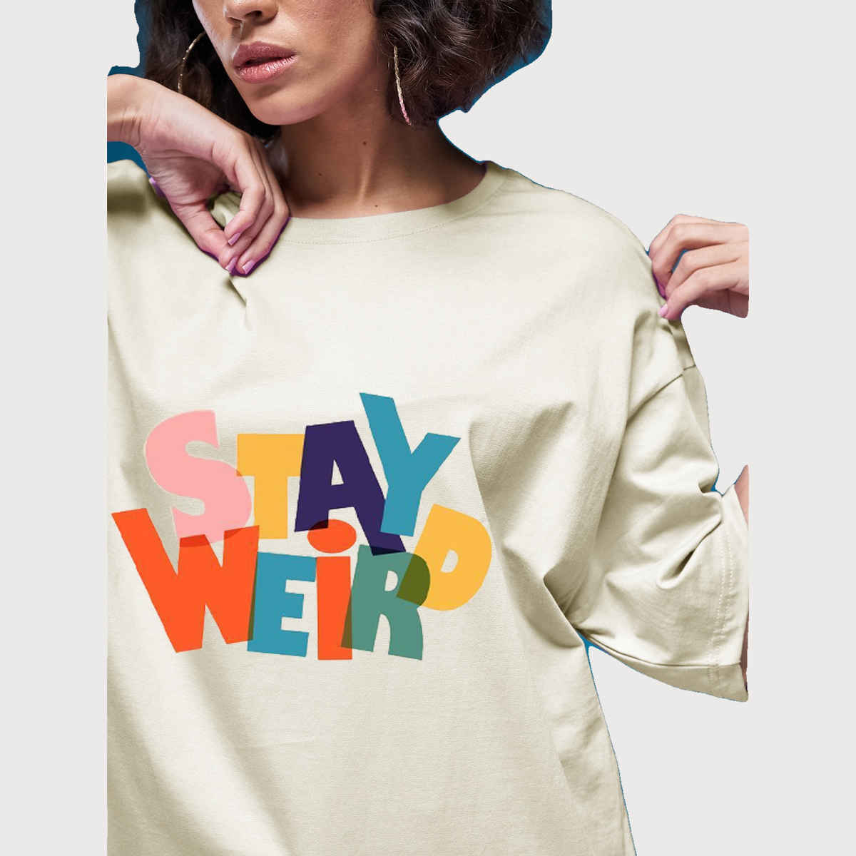 Smartees Women's Oversize Printed T-shirt | WW - 2037 | Skin - M