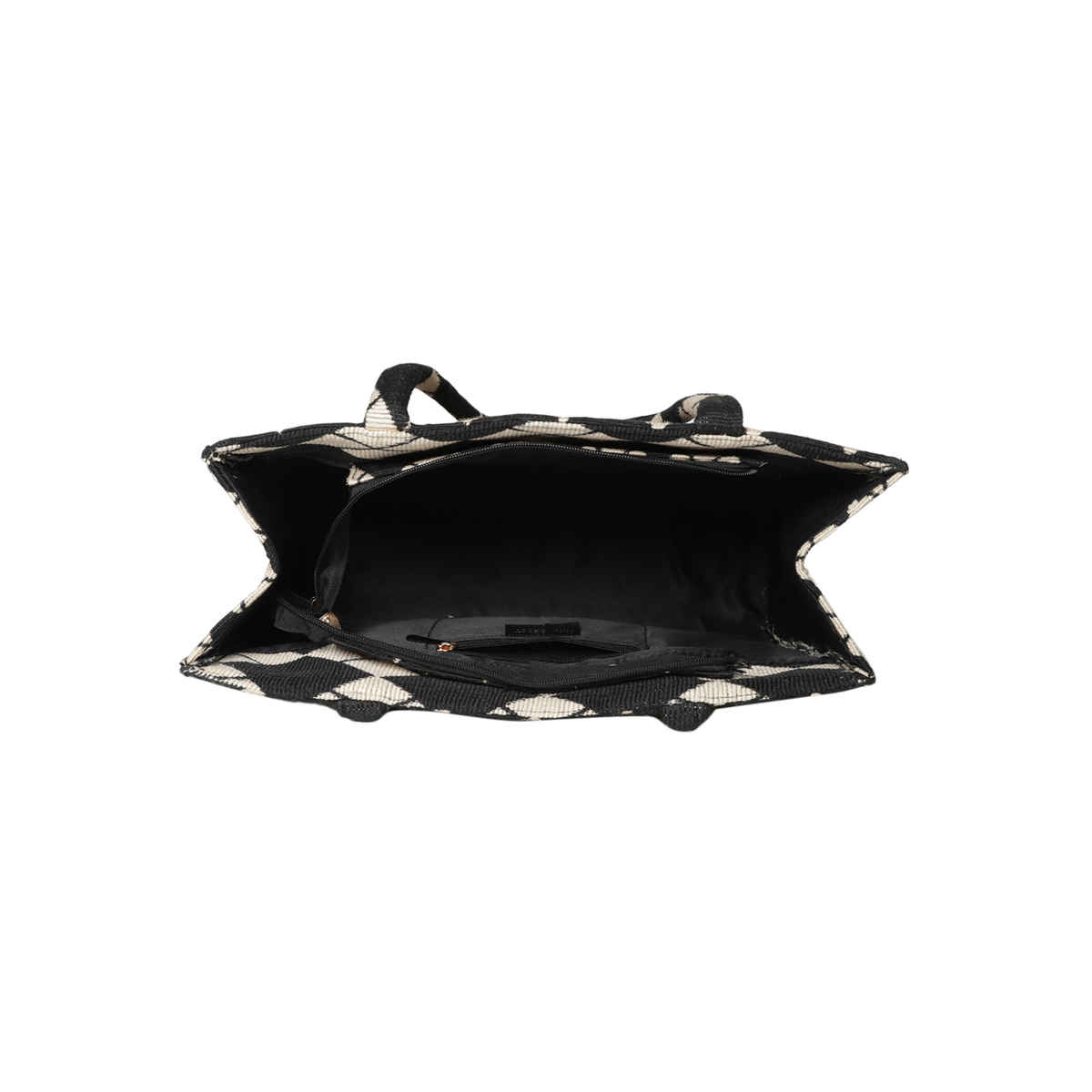 Mini Wesst Women's Synthetic Leather 13 L Double Handle Tote Bag | Black and Cream - Standard