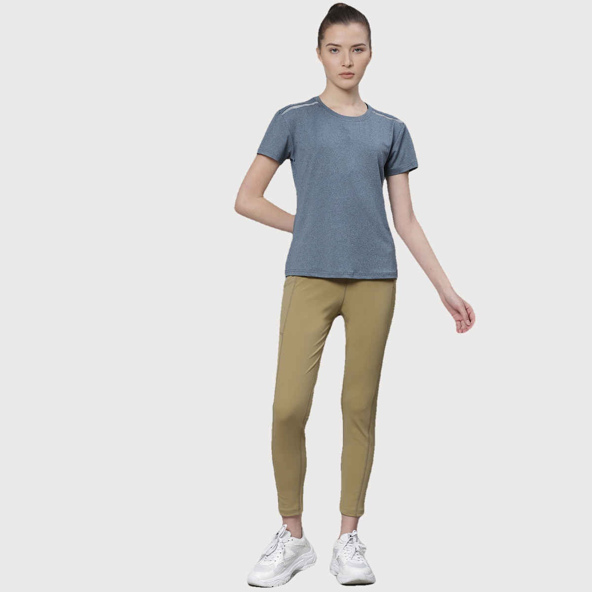 Chkokko Women's Yoga Track Pants Stretchable Gym Legging Tights With Pocket | Khakhi - 3XL