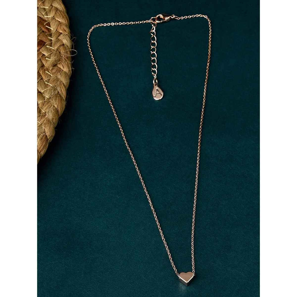Accessorize London Women's Rose Gold Solid Heart Pendant Necklace