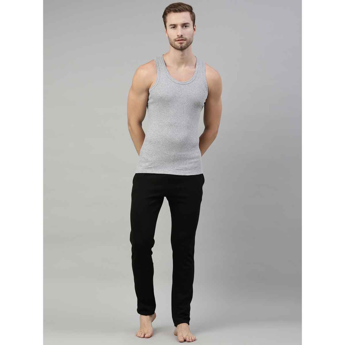 Dixcy Scott Men's Solid 100% Combed Cotton Round Neck Sleeveless Vest | Grey - L