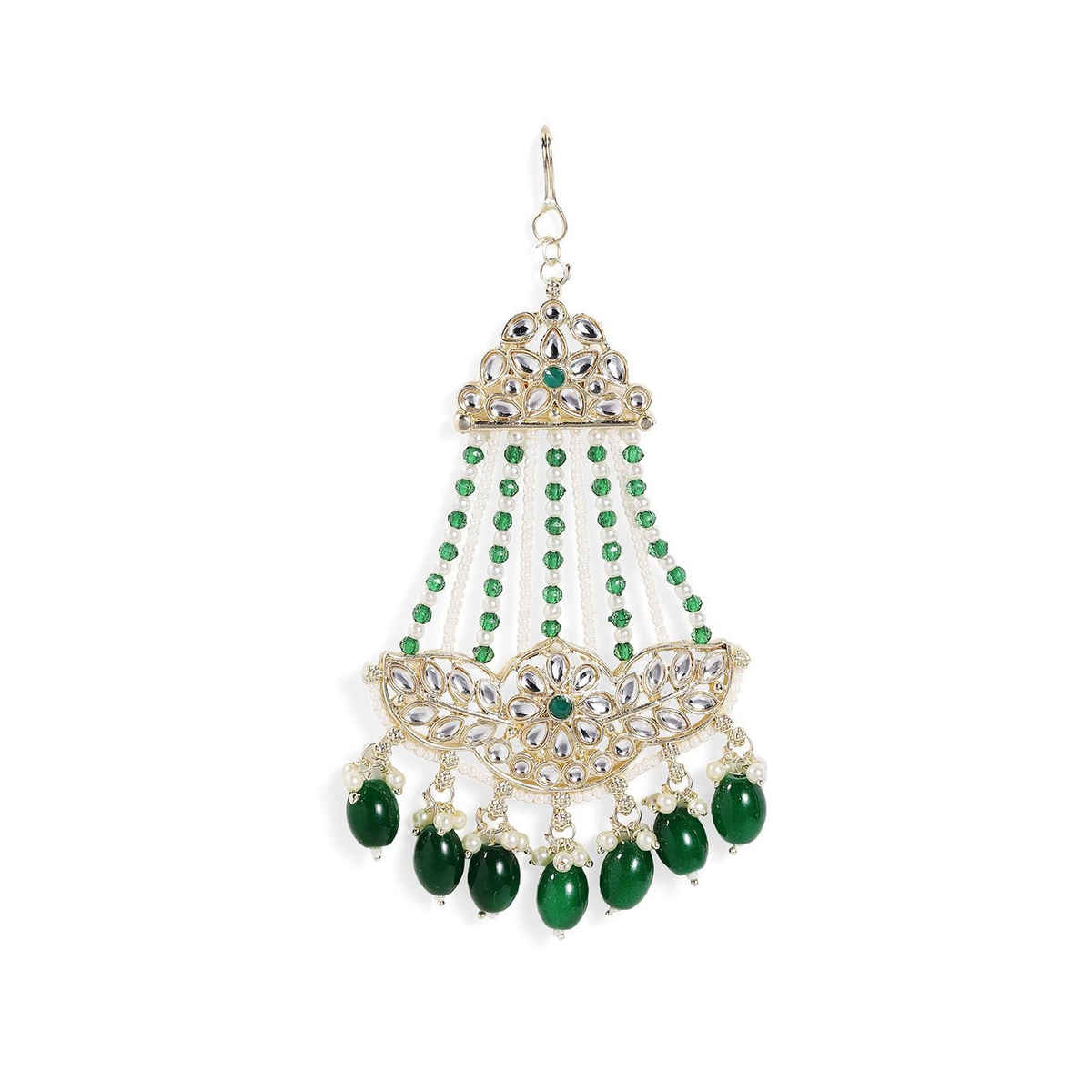 Priyaasi Gold Plated Kundan Studded Jhumar Passa Head Jewellery