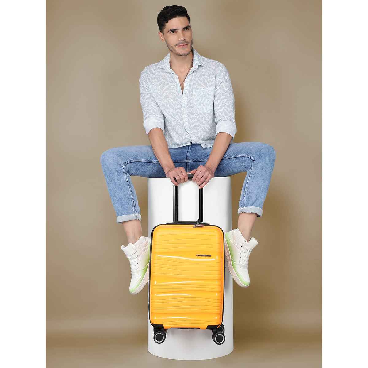 Move-Meant WanderWare Small Cabin Suitcase Polypropylene Orange Trolley Bag for Men & Women - 55 cm
