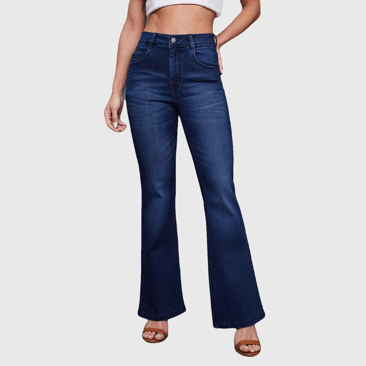 Miss Chase Meraki Soul Midrise Bootcut Jeans | Navy Blue | 30