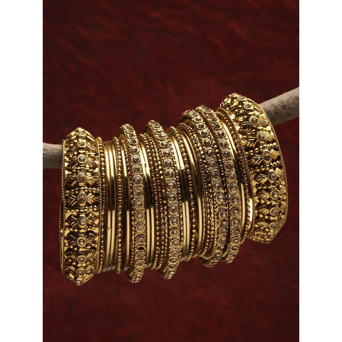 Shining Diva Fashion Antique Gold Plated Set of 26 Stylish Traditional Bangle for Women 11189b-2.8
