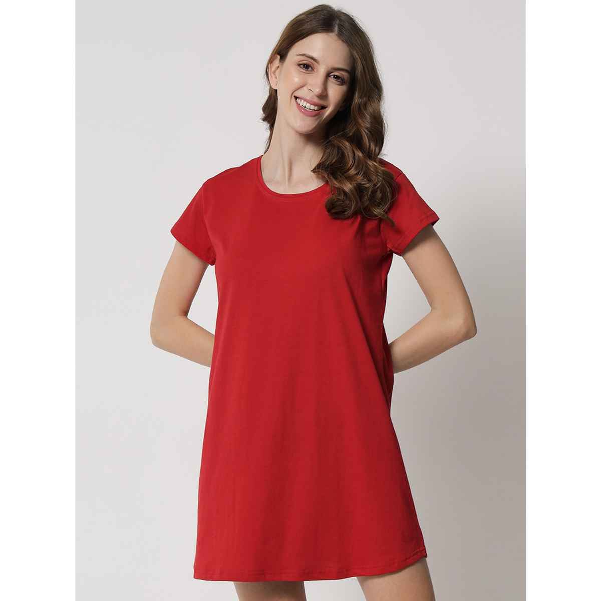 Fflirtygo Women's Cotton Sleep Tees Loungewear Gsn Red | L