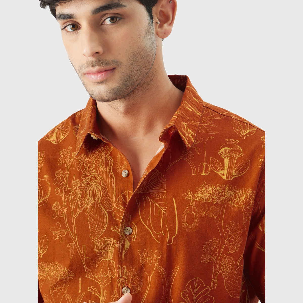 The Souled Store Men's Regular TSS Originals - Tropical Beat Holiday Shirts | Orange | M