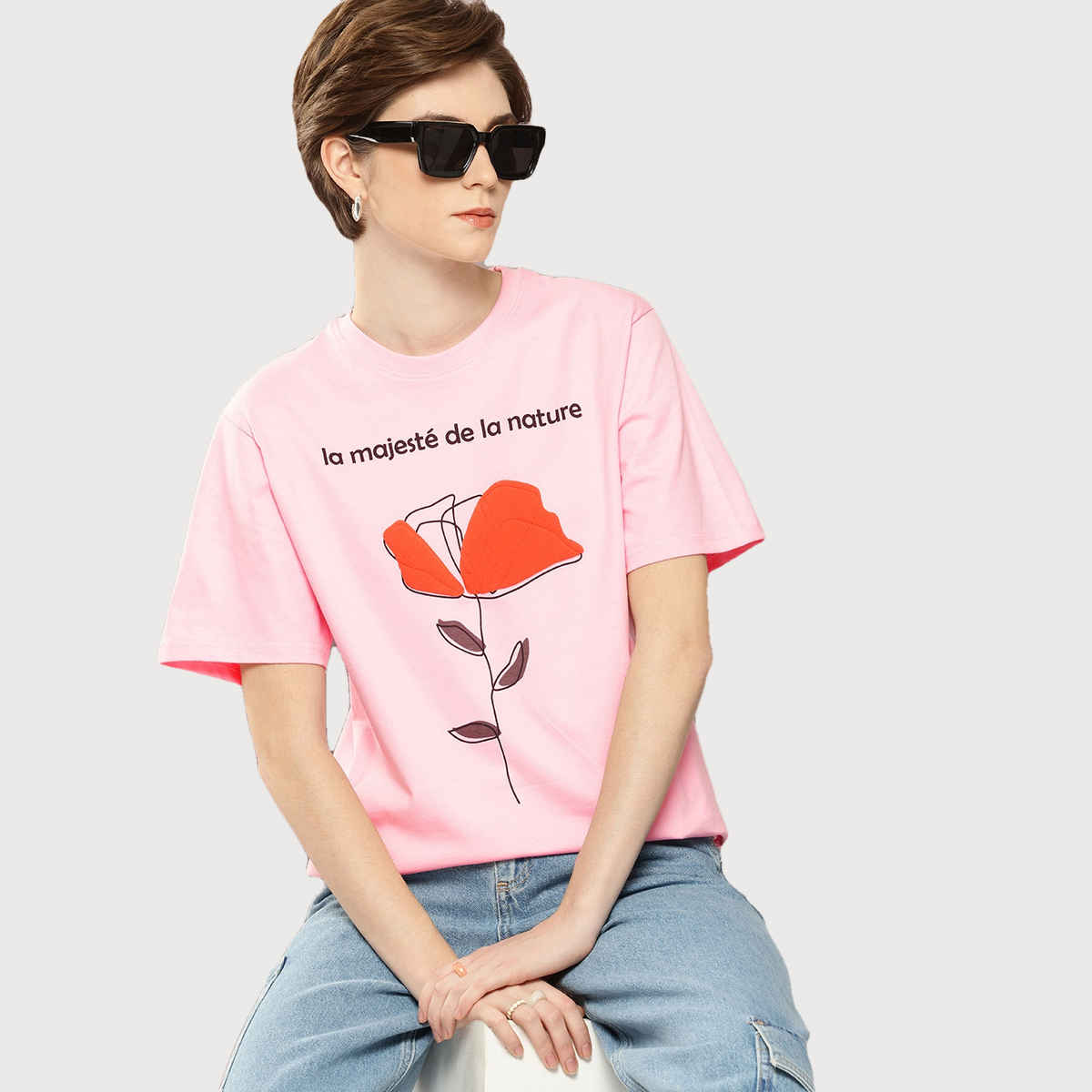 Dillinger Women's Short Sleeve Oversized Printed T-shirt | WMNCR467PINK | Pink - S