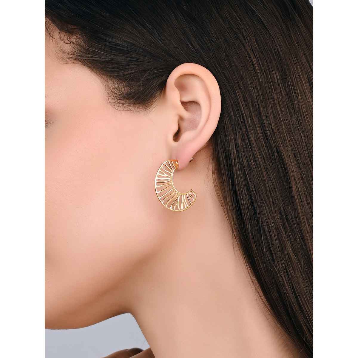 Accessorize London Women's Gold Cutout Crescent Hoop Earring - Gold