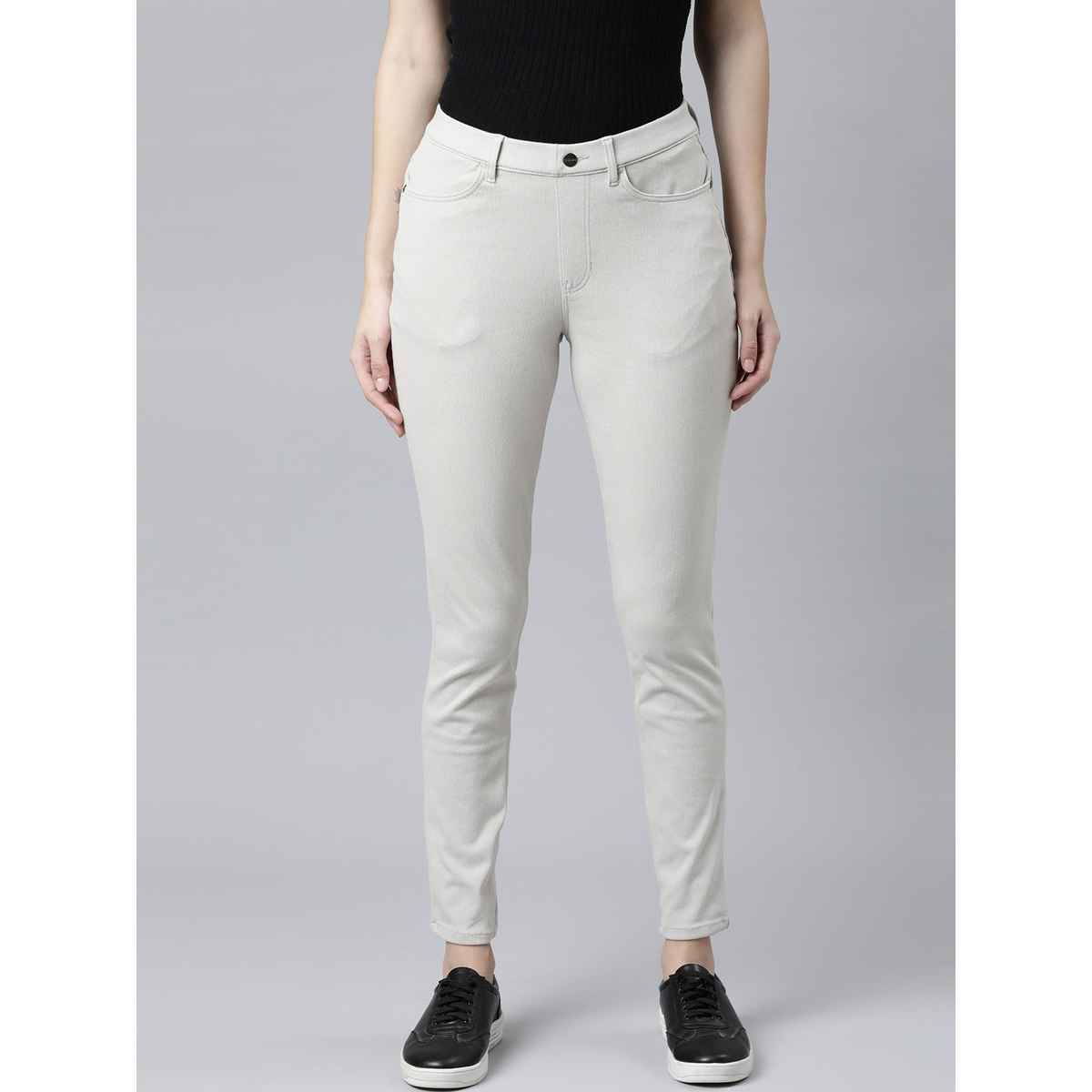 Go Colors Women's Solid Super Stretch Jeggings | LJ03 | Grey Mist - M