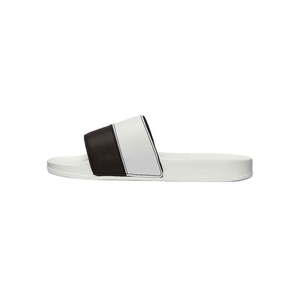 hummel Camp Color Block slides for Men with Cushioned Sole and Arch Support | White & Fudge | 7
