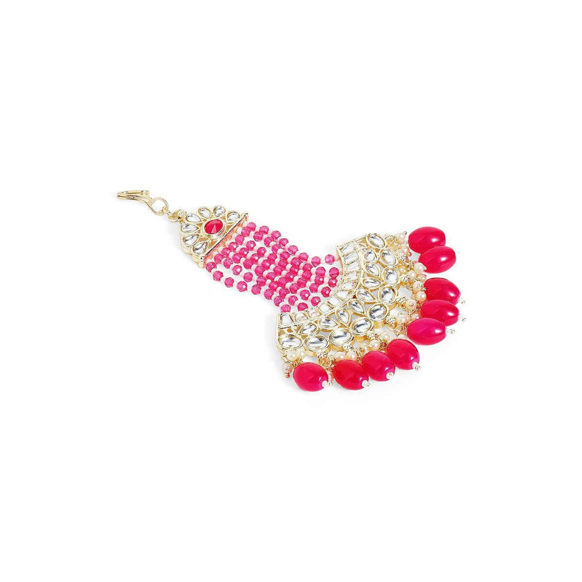Priyaasi Gold-Plated Kundan Studded Jhumar-Passa Head Jewellery