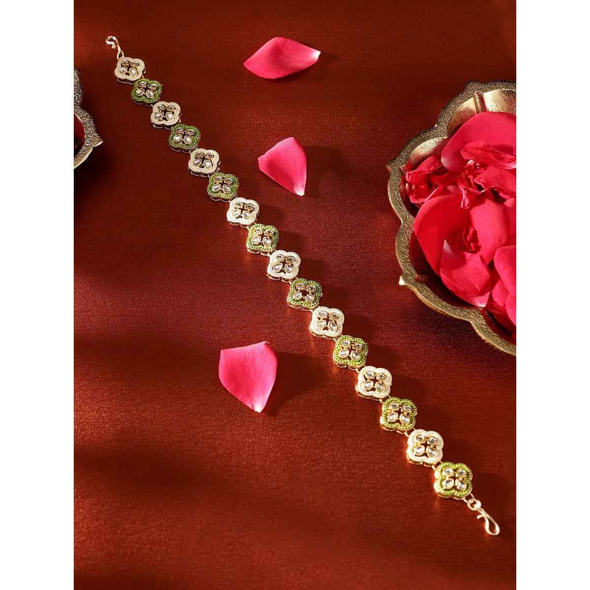 Priyaasi Gold-Plated Meenakari Kundan Studded Matha Patti