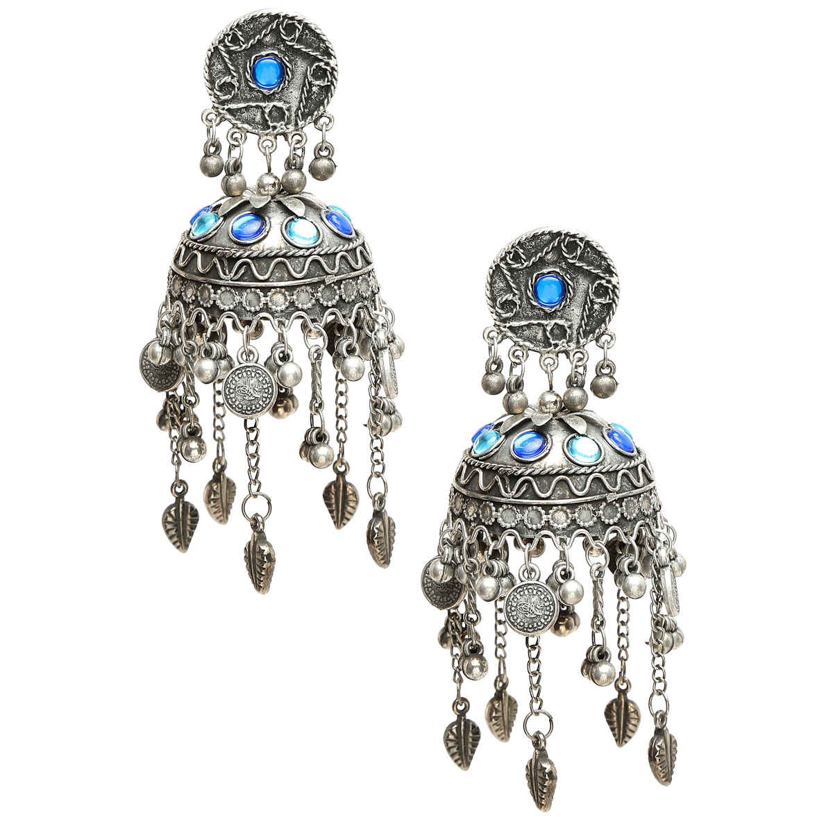 YouBella Celebrity Inspired Oxidised Silver Big Size Jhumki Earrings for Women (YBEAR - 33301)