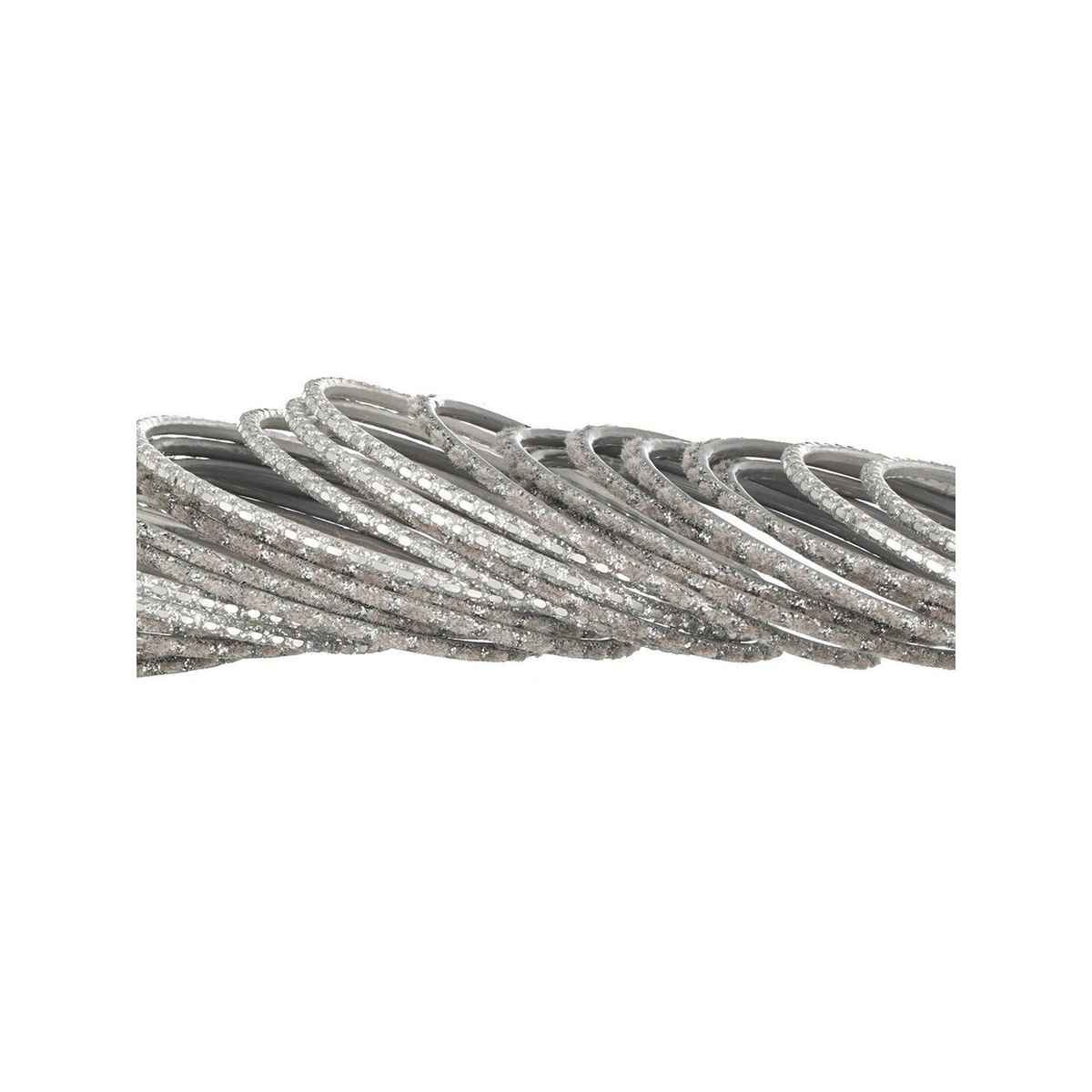 Priyaasi Set Of 24 Silver Plated Glitter Metal Bangles
