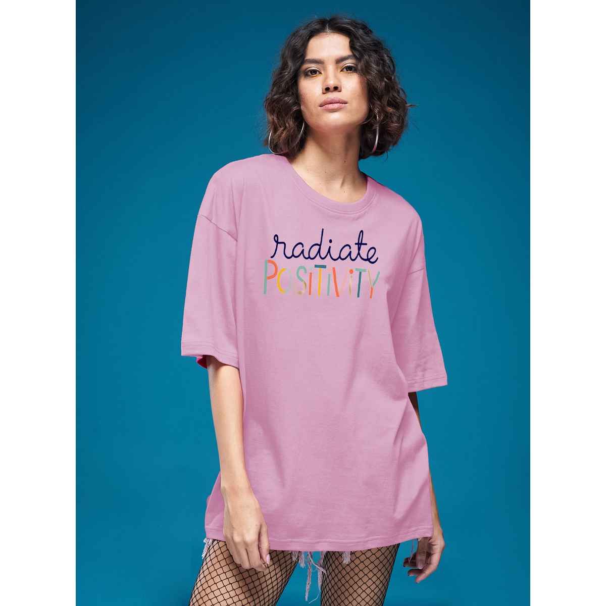Smartees Womens Oversize Printed T-shirt | WW - 2053 | Pink - M