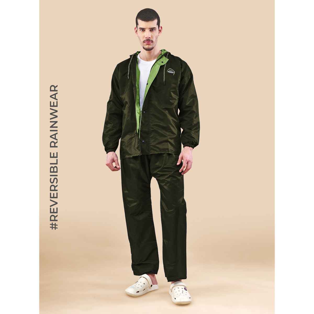Lux Venus Reversible Rain Suit for Men - Military Green | XXL