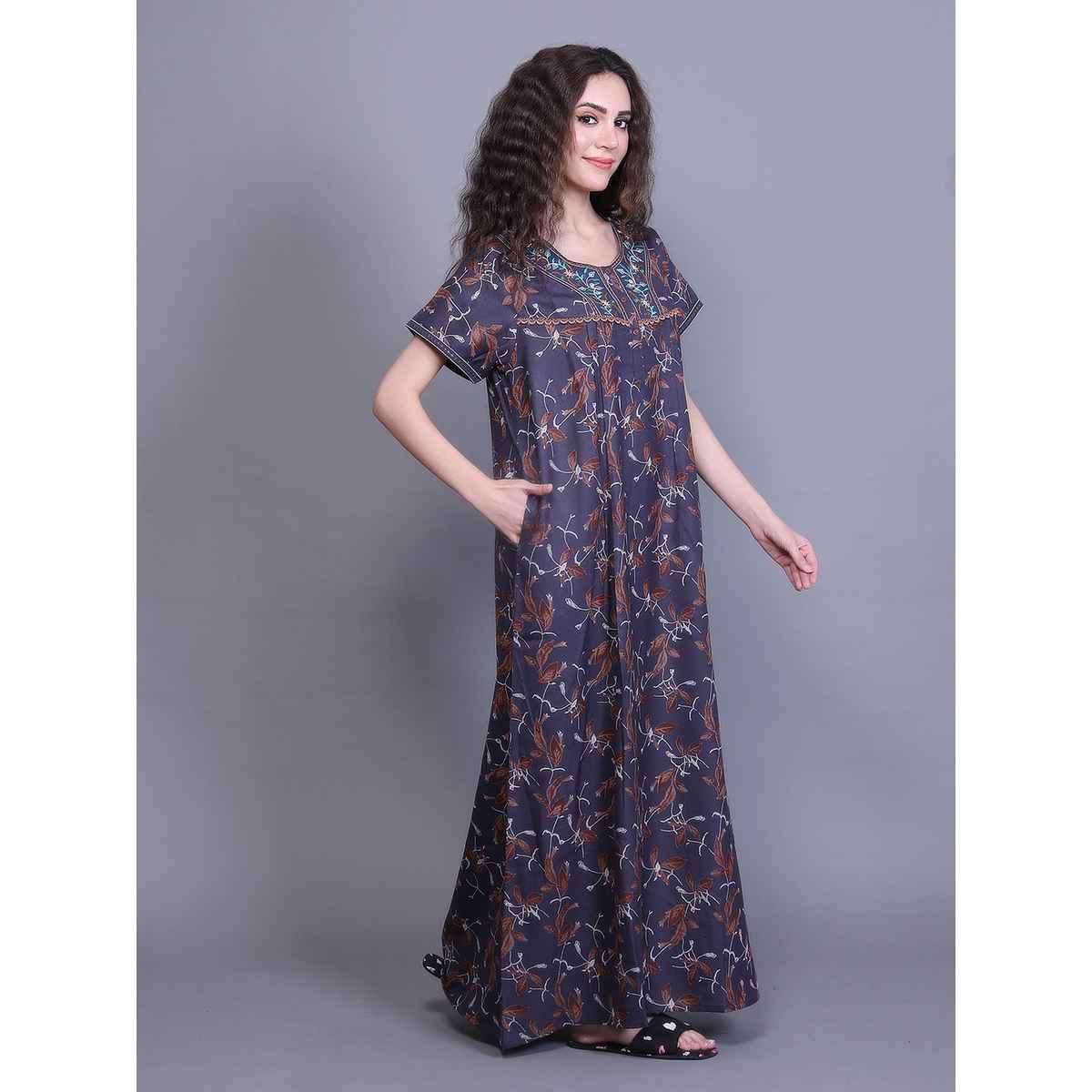 Evolove Women's Nighty Navy LNGAP3291NY-2XL