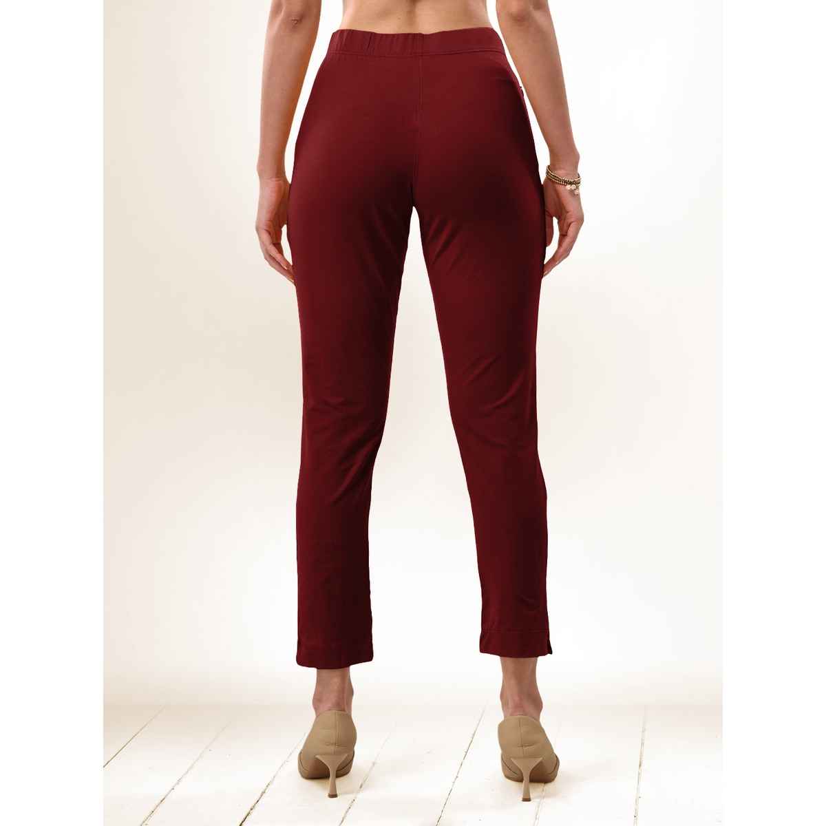 Lyra Women's Straight Pant Premium | Maroon - S