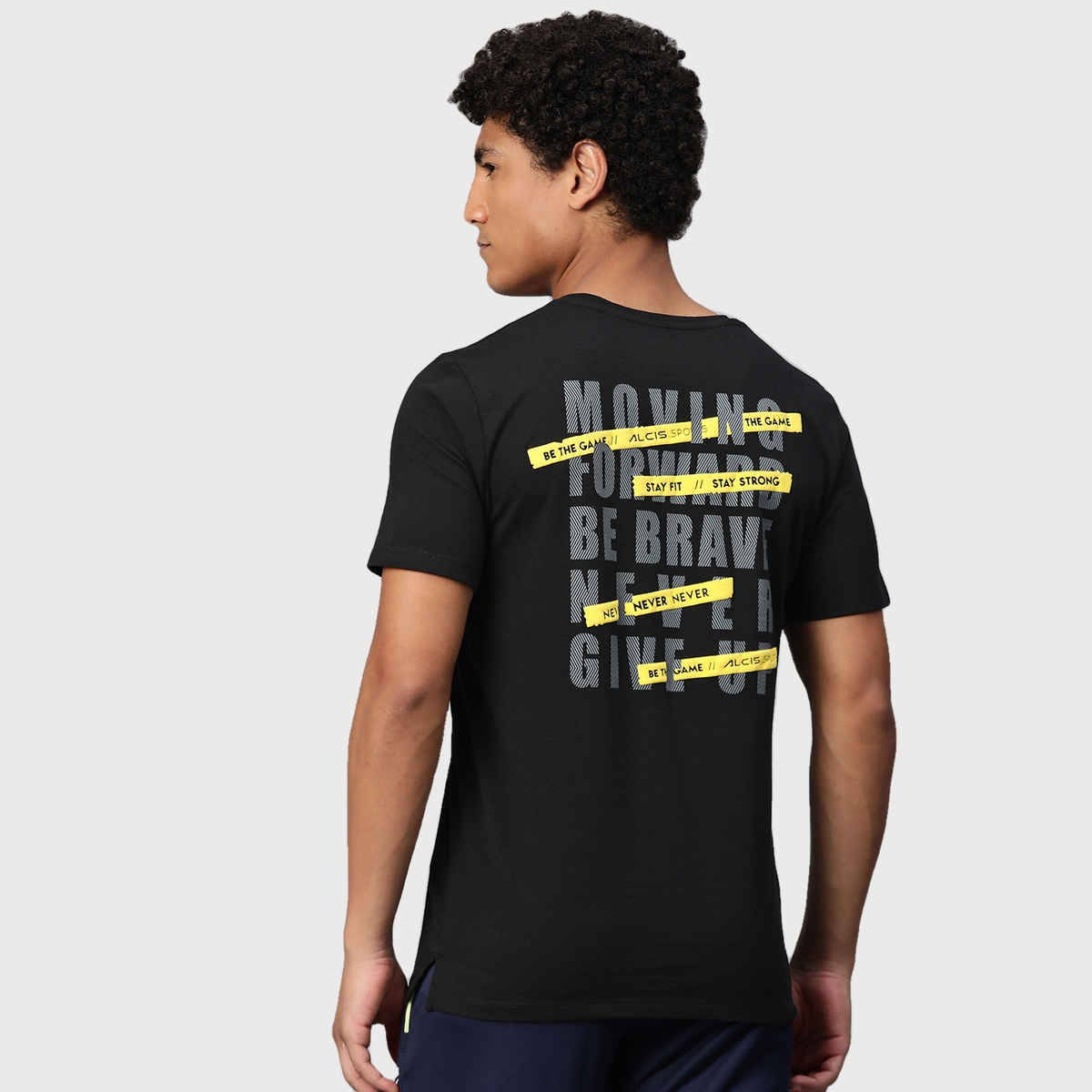 Alcis Men's Round Neck T-shirt | Black - M