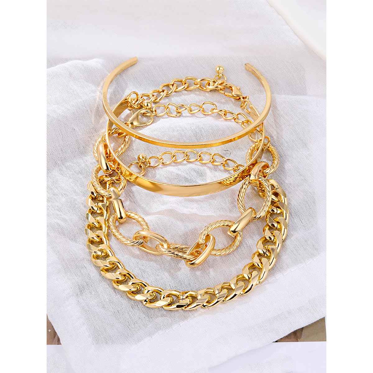 Yellow Chimes Combo Bracelets | Gold Plated 4 Pcs Chain Bracelet Set
