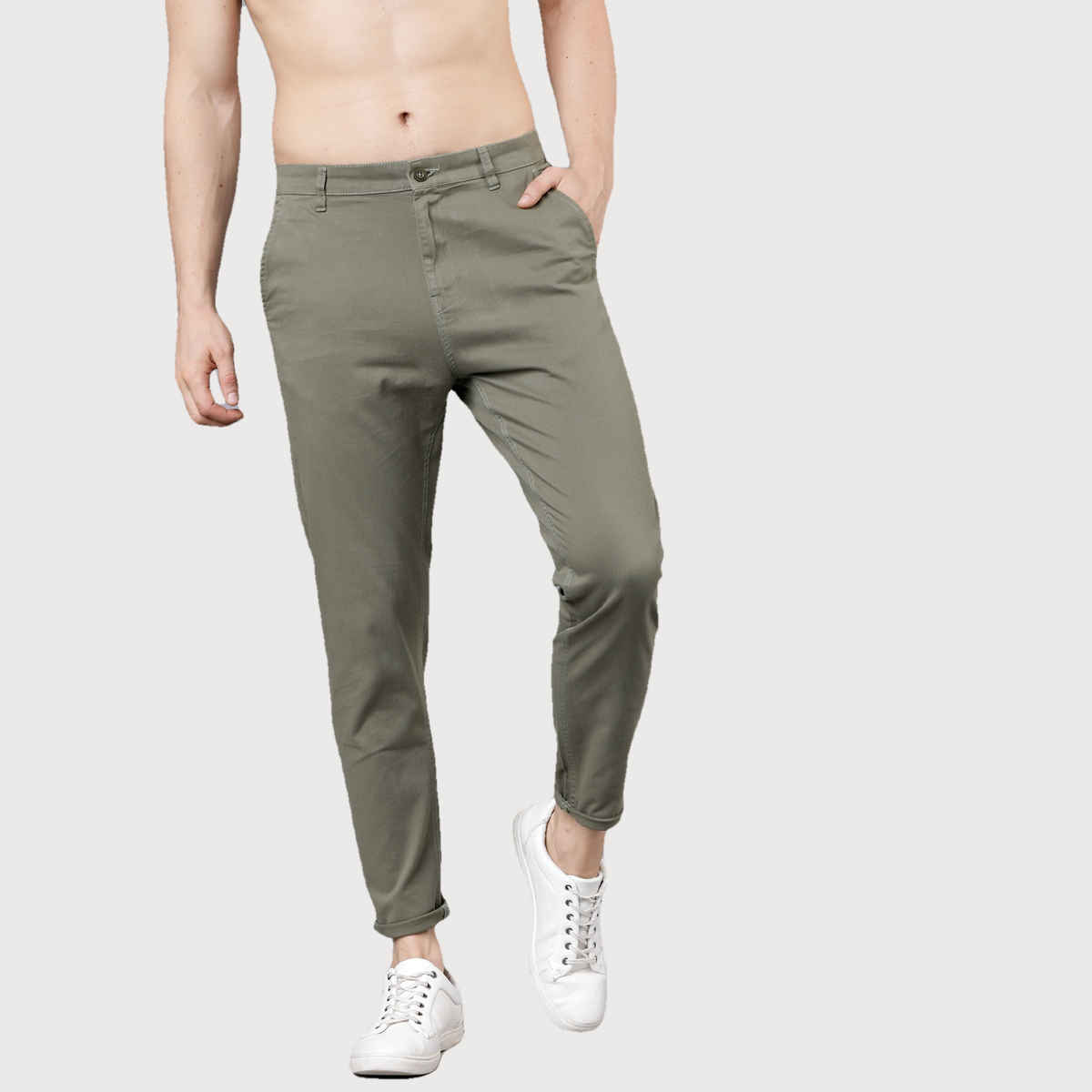 Highlander Men's Tapered Fit Ankle Length Chinos | Capulet Olive - 34