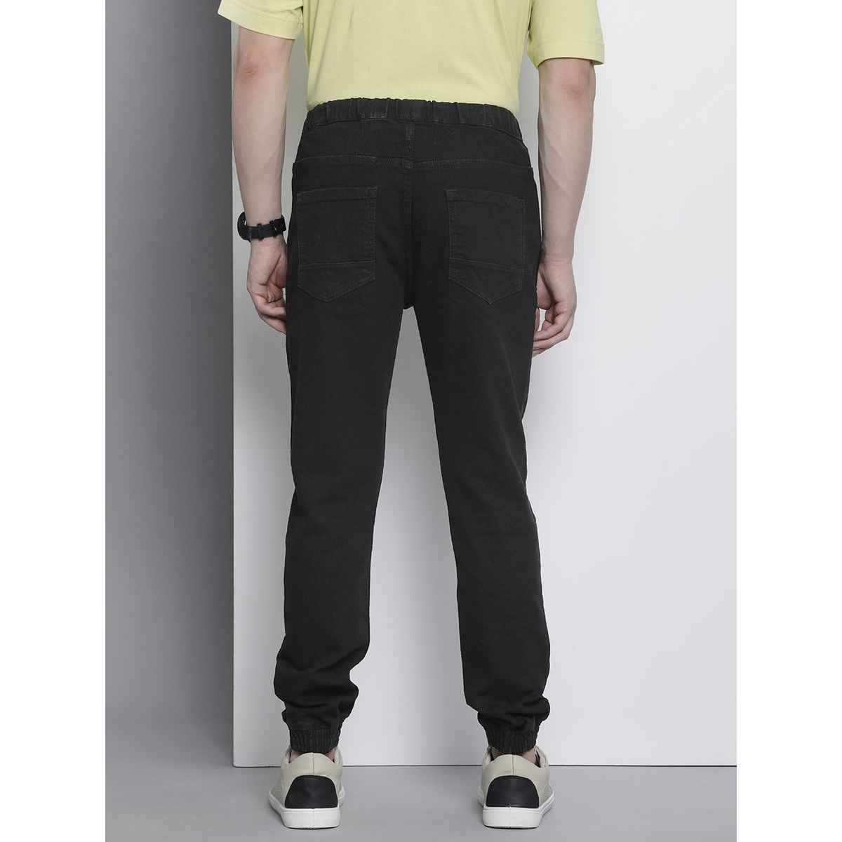 The Indian Garage Co Men's G201 Slim Fit Solid Casual Denim Jogger | Black | 32