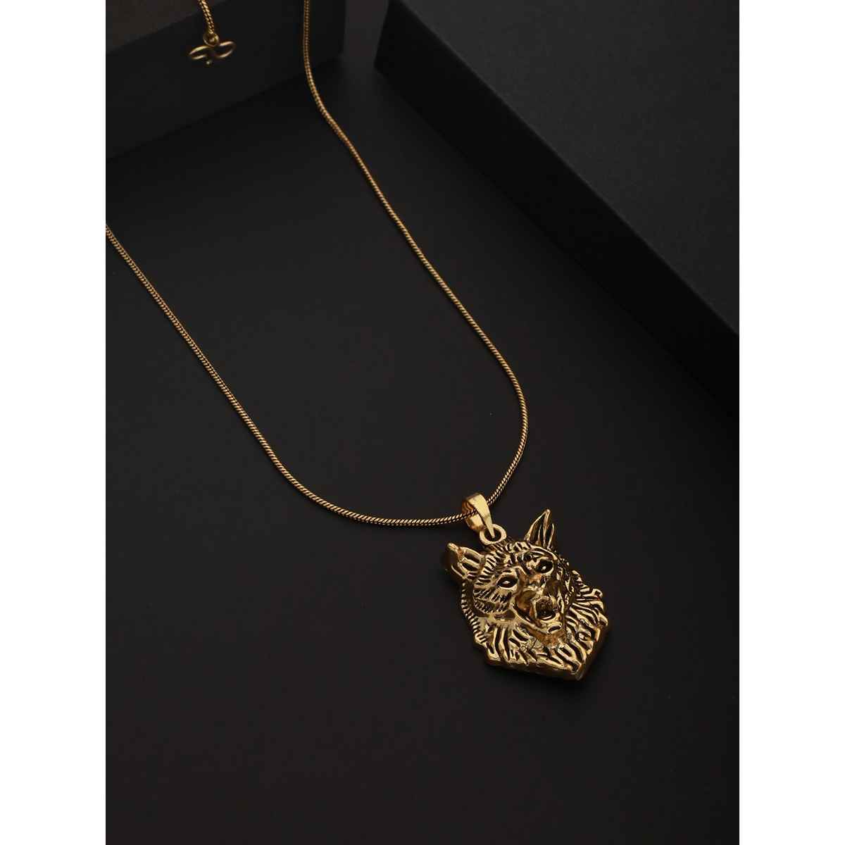 Priyaasi Bold by priyaasi Roaring Lion Gold-Plated Pendant Chain for Men