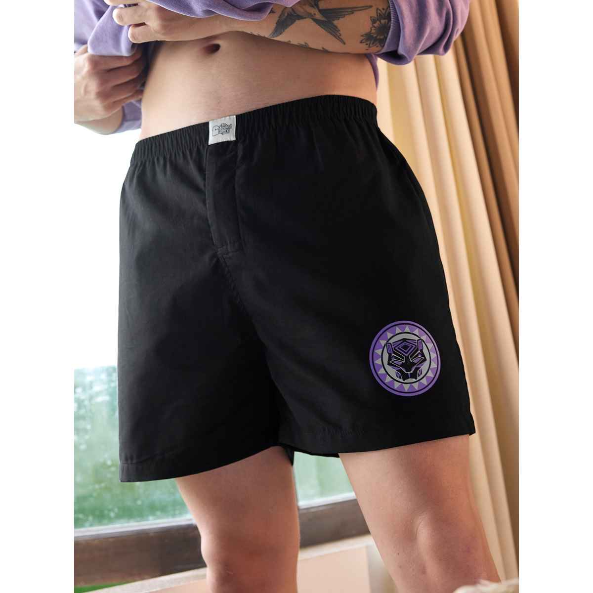 The Souled Store Men s Black Panther - Panther Power Boxer Shorts | Black | L | 183734